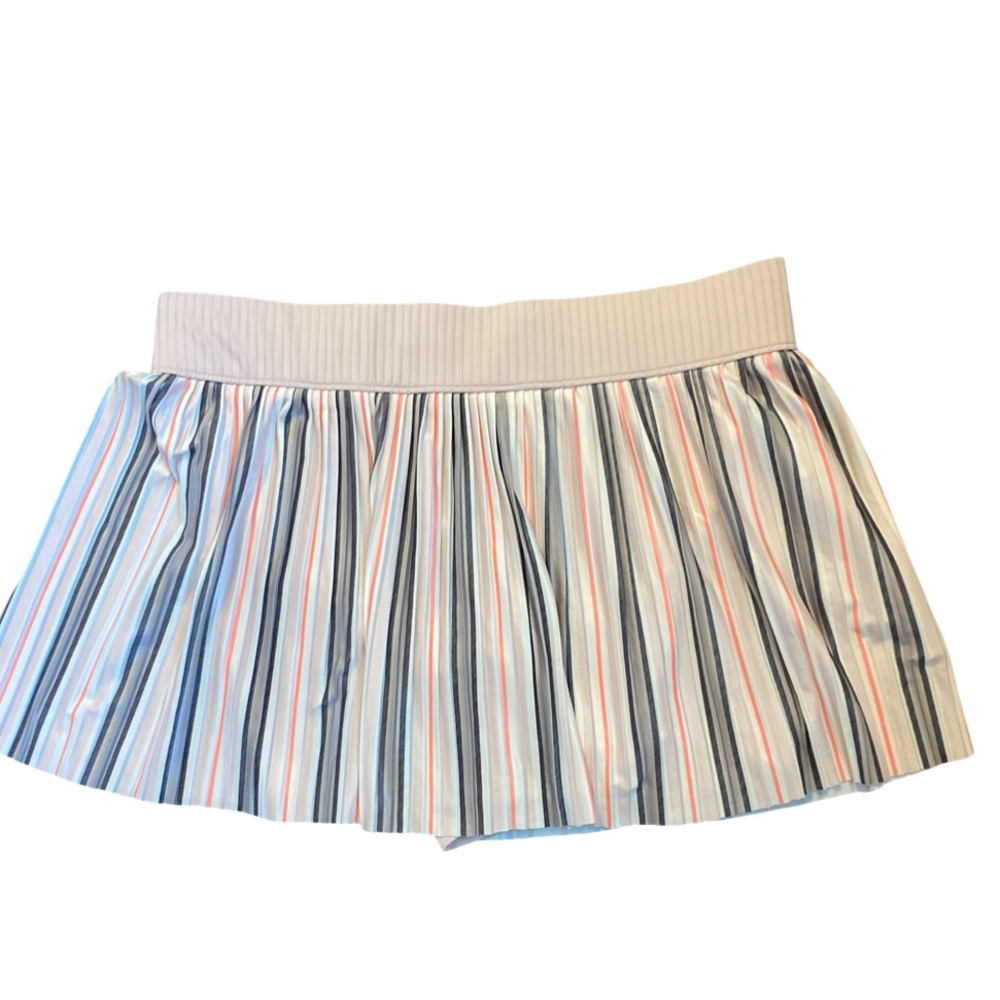 K-Swiss Cream Pleated Skort - S white , gray, orange , polyester spandex
